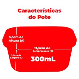 Pote de Vidro Hermético com Tampa Quadrado de Bambu 300mL - Casambiente - 6