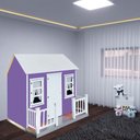 Ver imagem 2 de Casinha de Brinquedo com Cercado e Cortinas Roxa/branco L12 - Gran Belo