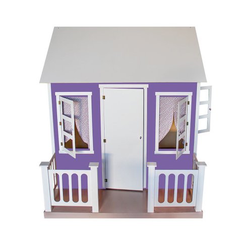 Casinha de Brinquedo com Cercado e Cortinas Roxa/branco L12 - Gran Belo