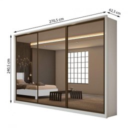 Guarda Roupa Spazio Glass 2.70 Branco Lopas - 12