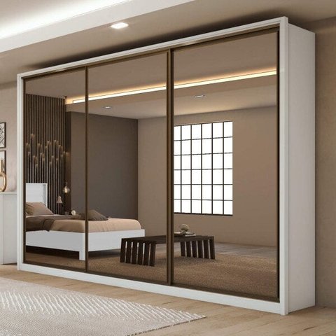 Guarda Roupa Spazio Glass 2.70 Branco Lopas