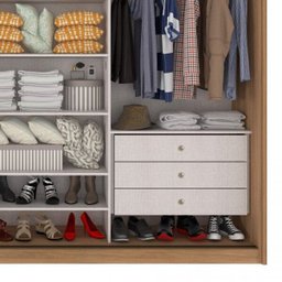 Guarda-Roupa Casal com 3 Espelhos 3 Portas de Correr 6 Gavetas Spazio Super Glass Lopas - 7