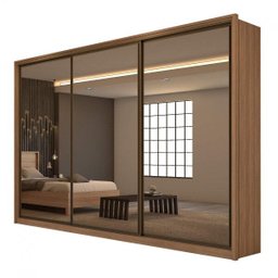 Guarda-Roupa Casal com 3 Espelhos 3 Portas de Correr 6 Gavetas Spazio Super Glass Lopas - 3