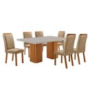Ver imagem 2 de Mesa Jantar Eloise 6 Lugares Vidro Serigrafado com Cadeiras Lorena Off White Moderna