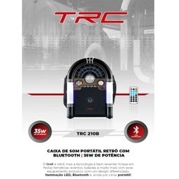 Caixa de Som Trc 210B 35W Rms Bluetooth Portátil Entrada USB Rádio Fm - 3