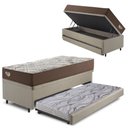 Ver imagem 1 de Bicama Box Baú com Linho Bege 96x203 com Colchão Relax Adorabile Molas Ensacadas Ecoflex