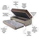 Ver imagem 5 de Bicama Box Baú com Linho Bege 96x203 com Colchão Relax Adorabile Molas Ensacadas Ecoflex
