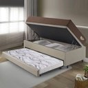 Ver imagem 3 de Bicama Box Baú com Linho Bege 96x203 com Colchão Relax Adorabile Molas Ensacadas Ecoflex