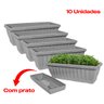Kit 10 Vasos Jardineiras Plantas Floreira de Janela Prato Uninjet Cinza - 5