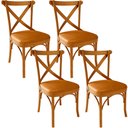 Ver imagem 1 de Kit 04 Cadeiras Para Sala de Jantar e Estar Living Estofada Ávila L02 Couríssimo Whisky - Lyam Lyam
