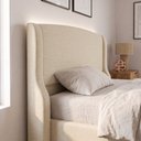 Ver imagem 6 de Cabeceira para Cama Box Queen Size Shae 160cm Estofada com Frame Linho Bege - Desk Design