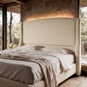 Ver mais imagens de Cabeceira para Cama Box Queen Size Shae 160cm Estofada com Frame Linho Bege - Desk Design