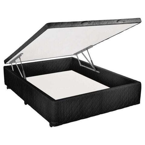 Cama Box Baú Casal Black em Tecido com Pistão - 138x188
