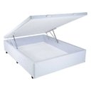 Ver imagem 1 de Cama Box Baú Casal Branco em Corino com Pistão - 138x188
