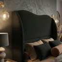 Ver imagem 3 de Cabeceira Cama Casal Petala 195cm Orgânica Curva Bouclê Preto - Montanari's Decor