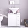 Gabinete de Banheiro de Encaixar na Pia com 1 Porta e 3 Gavetas 60cm Branco Politorno - 2