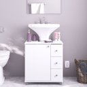 Ver imagem 2 de Gabinete de Banheiro de Encaixar na Pia com 1 Porta e 3 Gavetas 60cm Branco Politorno