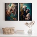 Ver imagem 1 de Kit 2 Quadros Decorativos Preto e Preta Velha 33x24cm:madeira Preta