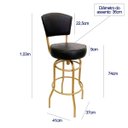 Ver imagem 4 de Banqueta Alta Bar Giratória com Encosto Cor Dourado Fosco Assento Grosso Confortável Preto