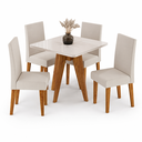 Ver imagem 2 de Conjunto Sala de Jantar 4 Lugares Quadrado Tampo de MDF/Vidro Kamenya Cobre/Vidro Off White/Bege - C