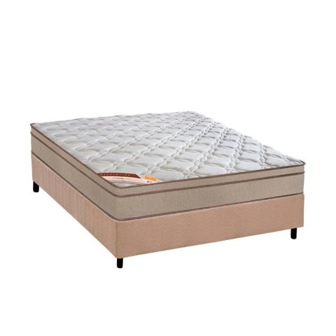 Cama Box Casal: Colchão Molas Castor Bonnel Revolution + Base CRC Suede Bege(138x188)