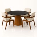 Ver imagem 3 de Mesa de Jantar Cone Redonda 120 Cm Base Madeira Freijó Tampo Laqueado