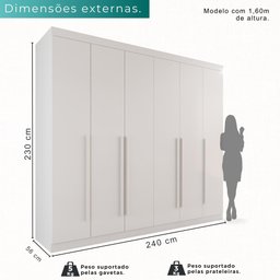 Guarda-roupa Casal 6 Portas 6 Gavetas Sparta - Mais Móveis Neve - 3