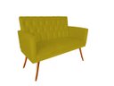 Ver imagem 1 de Namoradeira Decorativa Nina Capitonê Couro Amarelo 2 Lugares Pés Madeira Ms Decor