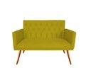 Ver imagem 2 de Namoradeira Decorativa Nina Capitonê Couro Amarelo 2 Lugares Pés Madeira Ms Decor