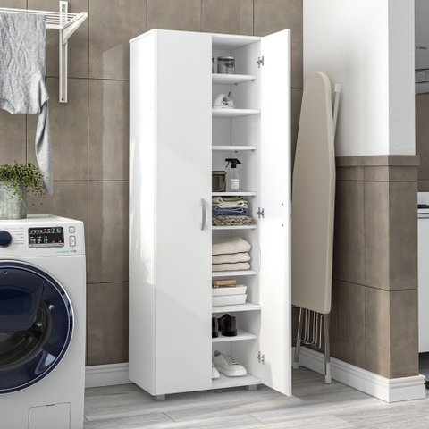 Armário Multiuso 2 Portas 8 Prateleiras Limeira Politorno