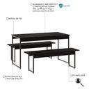 Ver imagem 4 de Mesa de Jantar Tub C-02 Bancos Preto Ônix - Est.preta Preto Ônix - Est.preta