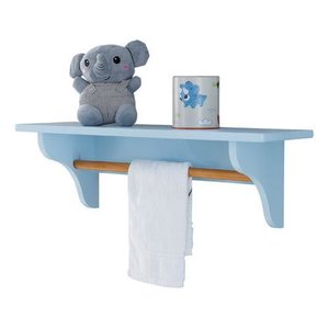 Porta Fraldas Azul Laqueado 60cm Mdf Varão Cabideiro Quarto Bebê