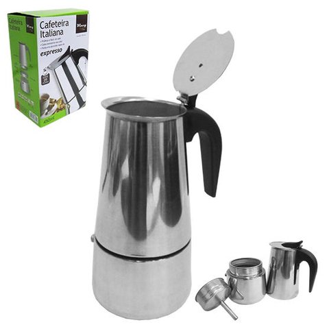 Cafeteira Italiana de Inox 450ml para 9 Xicaras na Caixa