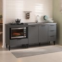 Ver imagem 1 de Kit Cozinha Compacta Modulada 2 Peças Balcão para Cooktop e Pia Yescasa Cinza/Grafite