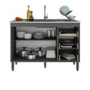 Ver imagem 5 de Kit Cozinha Compacta Modulada 2 Peças Balcão para Cooktop e Pia Yescasa Cinza/Grafite