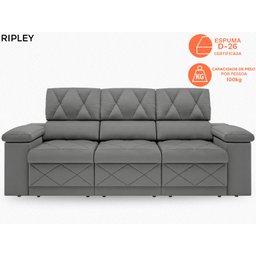 Sofá New Ripley 2,05M Assento Retrátil e Reclinável Velosuede - NetSofás - 2