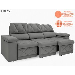 Sofá New Ripley 2,05M Assento Retrátil e Reclinável Velosuede - NetSofás - 5