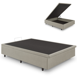 Cama Box Baú Viúva 120x203x42 Cm Corino Linho com Pistão a Gás - 5