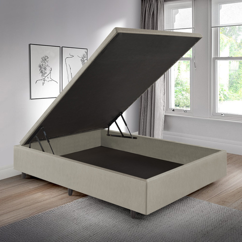 Cama Box Baú Viúva 120x203x42 Cm Corino Linho com Pistão a Gás