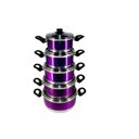 Ver imagem 1 de Jogo Panelas Alumínio Lilás Tampa de Vidro 5 Peças Lilás