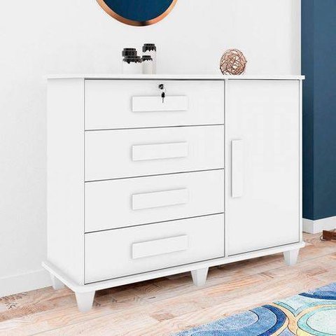 Cômoda Grecia com 4 Gavetas Branco Rv Móveis