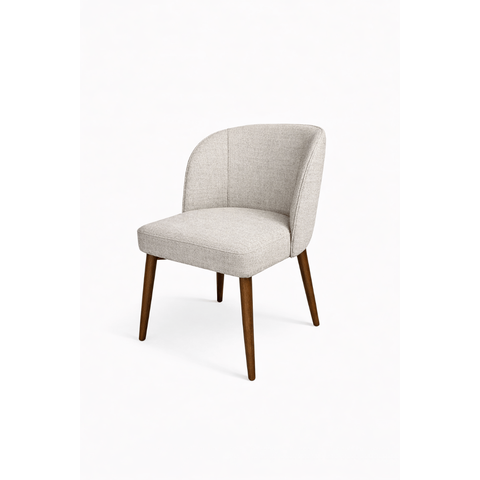 Cadeira Estofada com Encosto Anatômico 81cm em Madeira Maciça Lina Linho Bege Oona Design Castanho