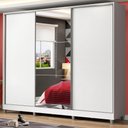 Ver imagem 1 de Guarda Roupa Juvenil 100% Mdf Madesa Kevin 3 Portas de Correr com Espelho com Pés - Branco