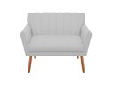 Ver imagem 1 de Namoradeira Decorativa Cecília Couro Branco 2 Lugares Pés Madeira Mz Decor