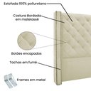 Ver imagem 5 de Kit Cabeceira e Calçadeira Recamier Queen 1,60m Vicenza Veludo Bege - Pallazio