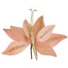 Kit 3 Borboletas Flor Pick Natal Veludo Salmão e Glitter Dourado 20cm - Art Christmas - 3