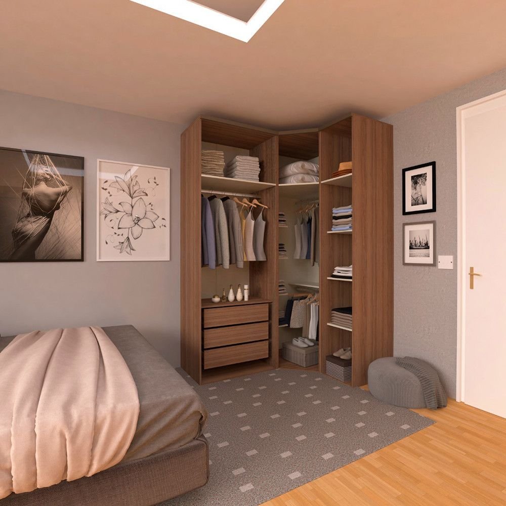 Guarda Roupa Closet sem Portas 3 Peças, 3 Gavetas, 3 Cabideiros e