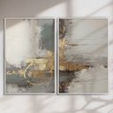 Ver imagem 2 de Quadro Decorativo Abstrato Cinza com Dourado Kit 2 Quadros