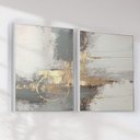 Ver imagem 3 de Quadro Decorativo Abstrato Cinza com Dourado Kit 2 Quadros