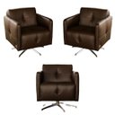 Ver imagem 1 de Kit 3 Poltronas Giratória para Sala de Estar Astana Couro Capucino - Gran Belo